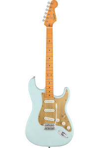 Squier 40th Anniversary Stratocaster®, Vintage Edition Maple Fingerboard Gold Anodized Pickguard - Satin Sonic Blue